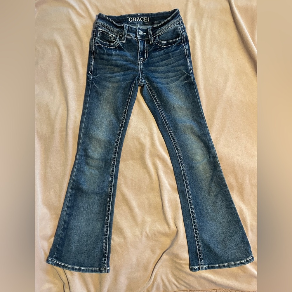GRACE GIRL'S DREAMCATCHER EMBROIDERED JEANS SZ 8